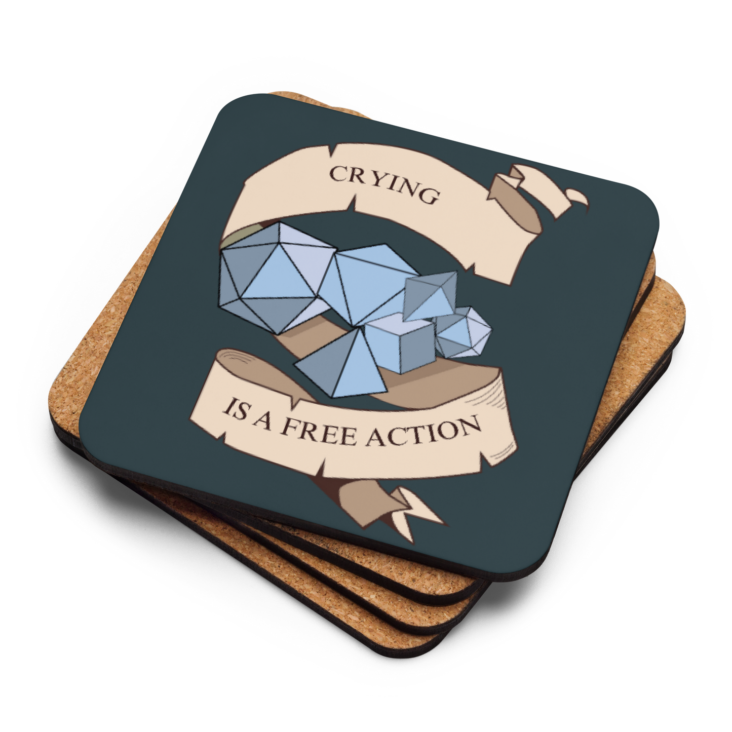Crying is a Free Action Tabletop Gaming Inspired Coaster