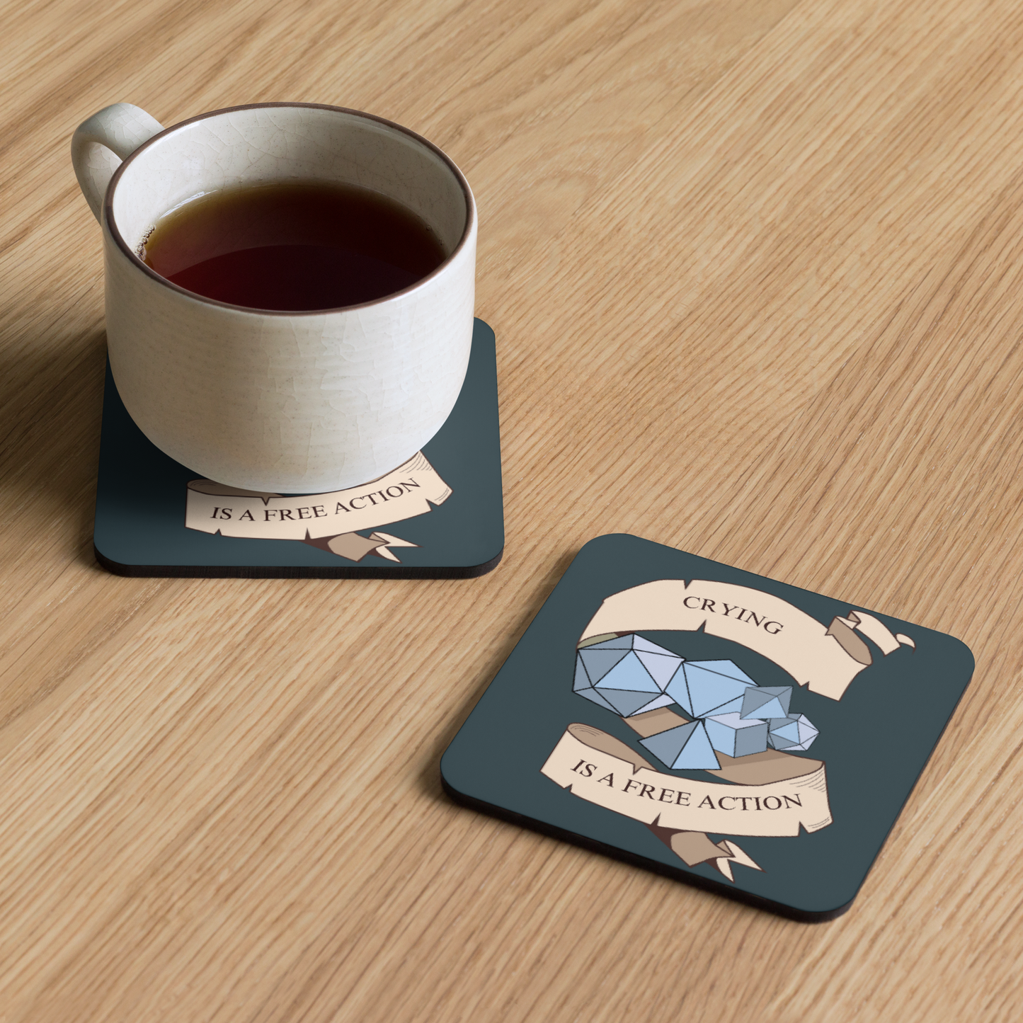 Crying is a Free Action Tabletop Gaming Inspired Coaster