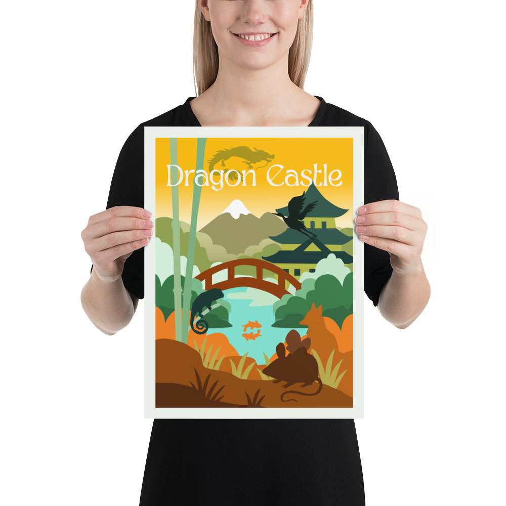 Dragon Castle Minimalist Board Game Art Poster