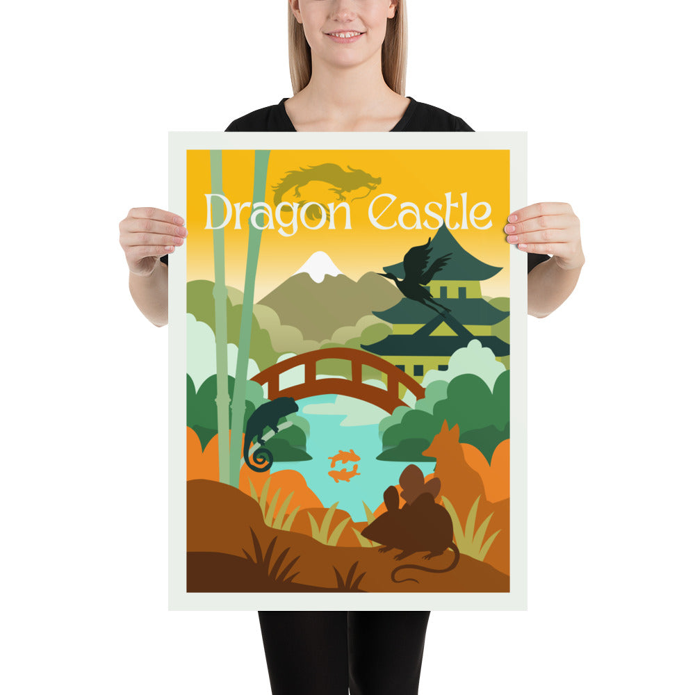Dragon Castle Minimalist Board Game Art Poster