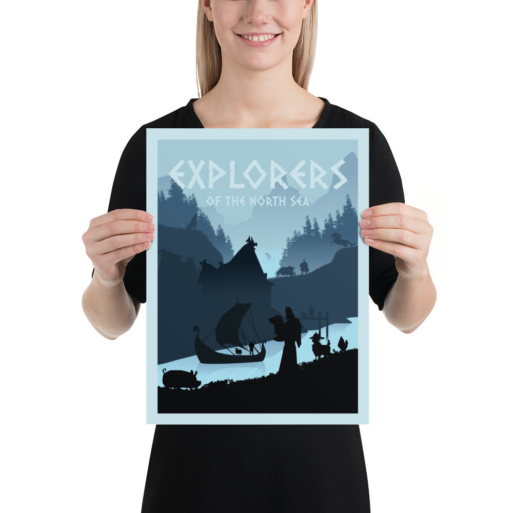 Explorers of the North Sea Minimalist Board Game Art Poster