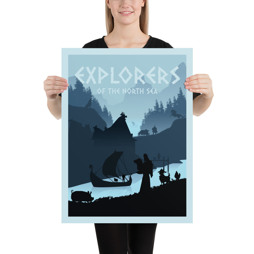 Explorers of the North Sea Minimalist Board Game Art Poster