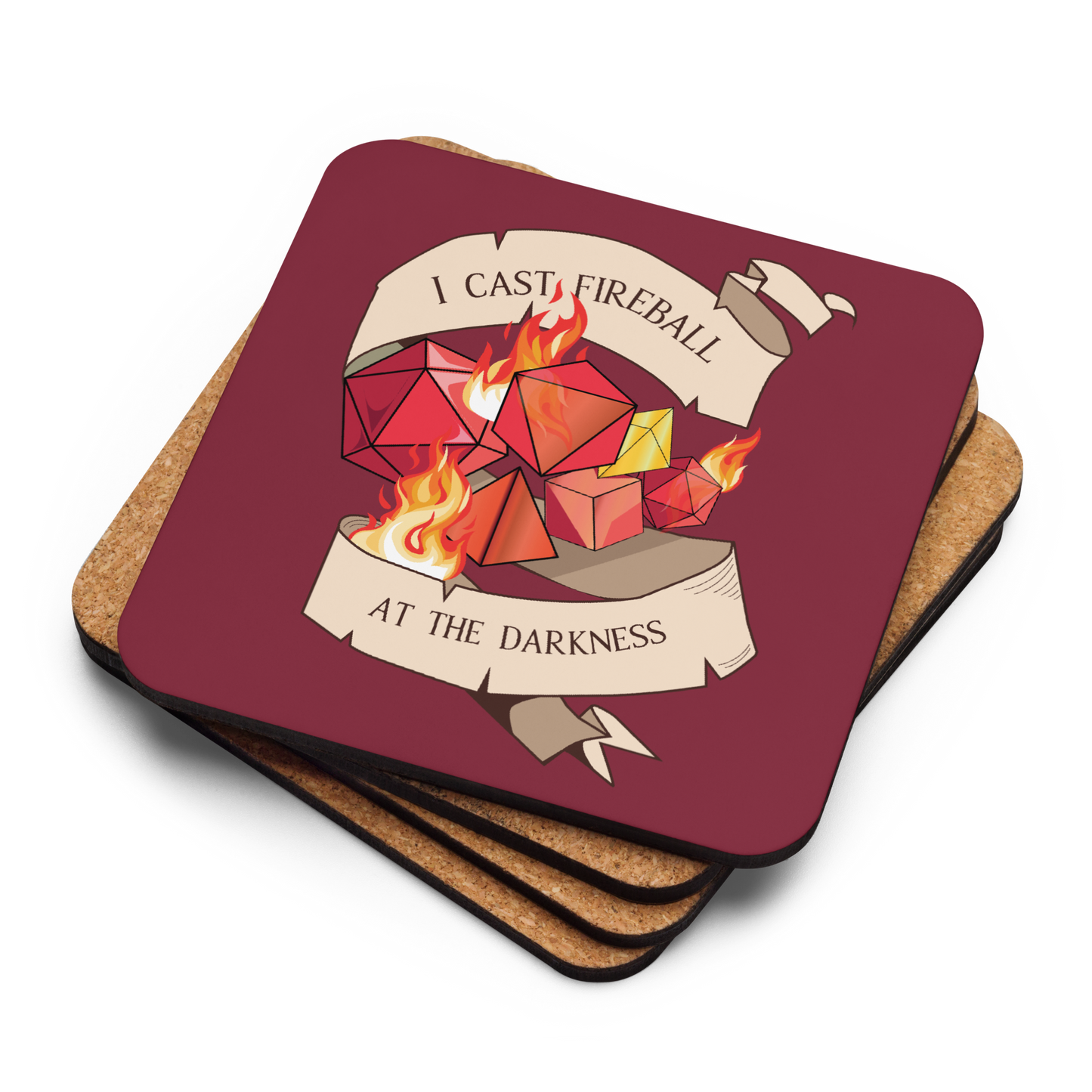 I Cast Fireball at the Darkness Tabletop Gaming Inspired Coaster