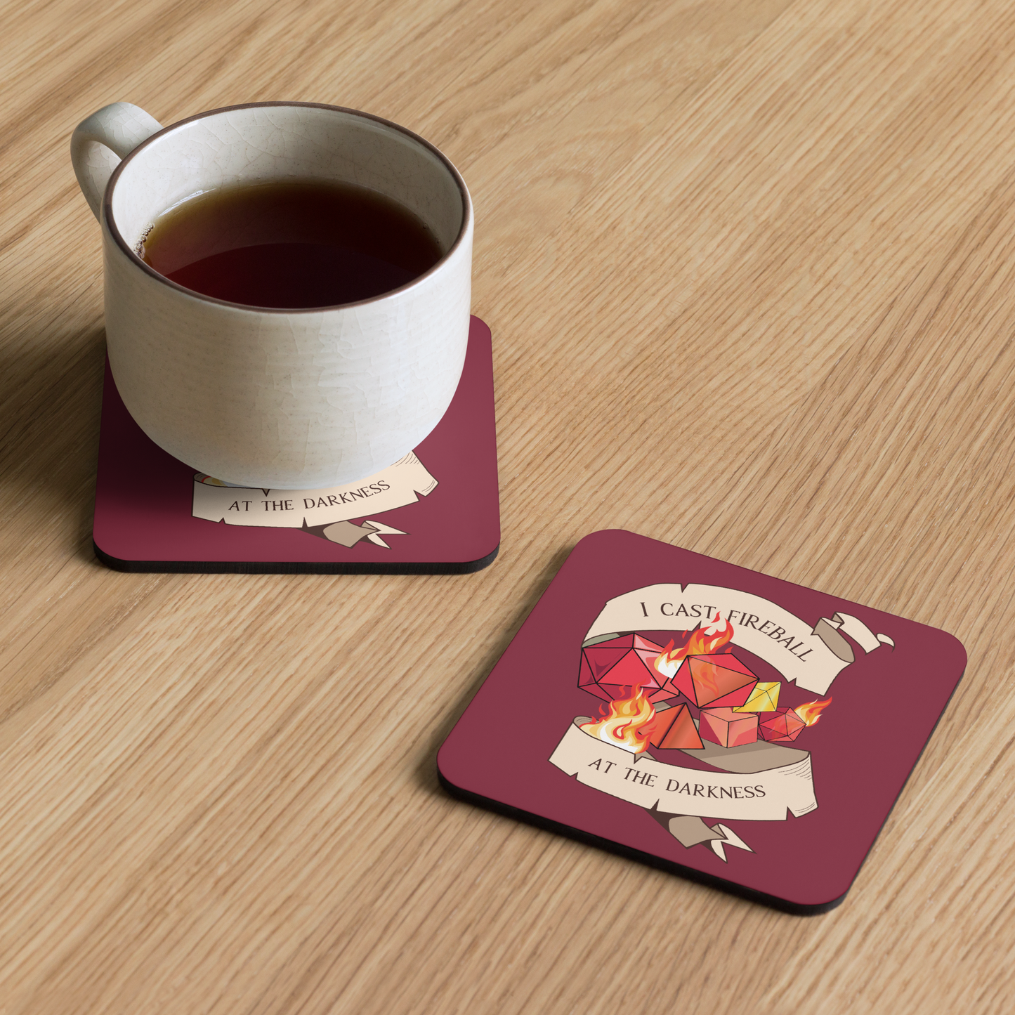 I Cast Fireball at the Darkness Tabletop Gaming Inspired Coaster