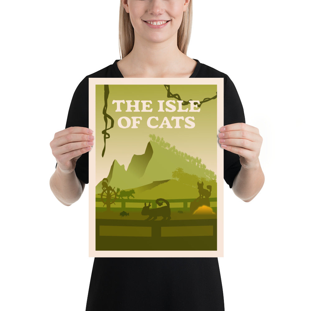 The Isle of Cats (Green) Minimalist Board Game Art Poster