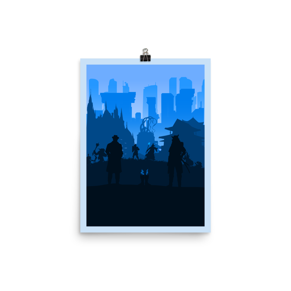 Tabletop RPG (Blue) Board Game Mechanic Minimalist Board Game Art Poster
