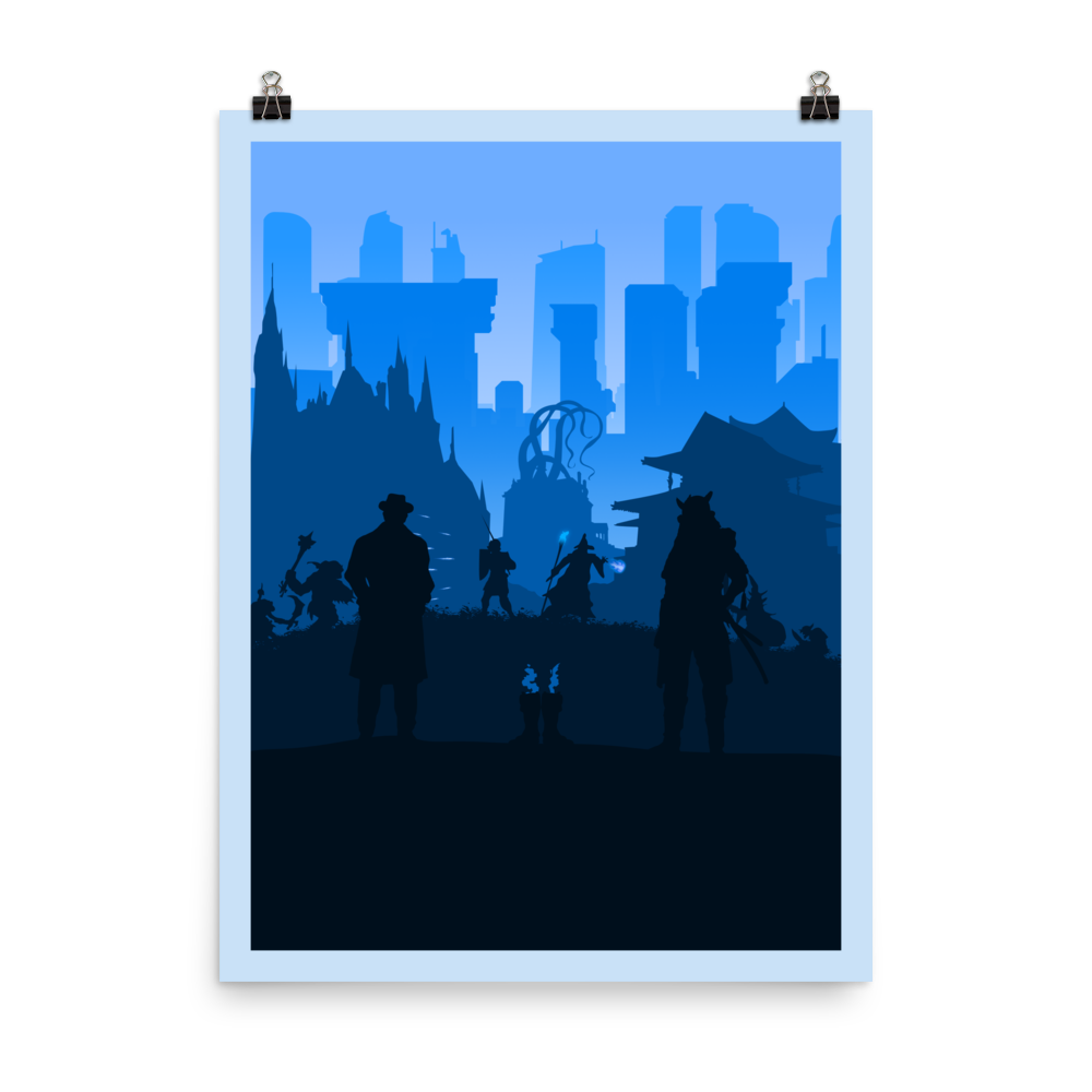 Tabletop RPG (Blue) Board Game Mechanic Minimalist Board Game Art Poster