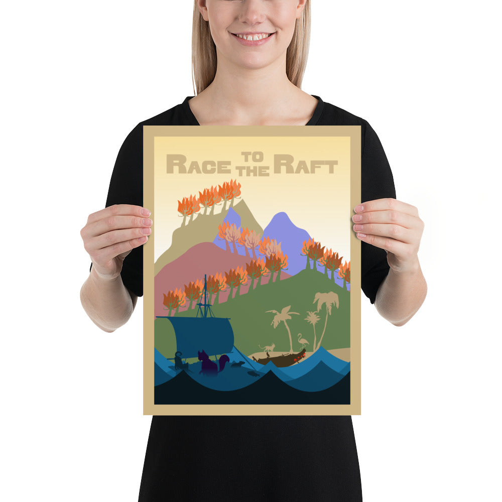 Race to the Raft Minimalist Board Game Art Poster
