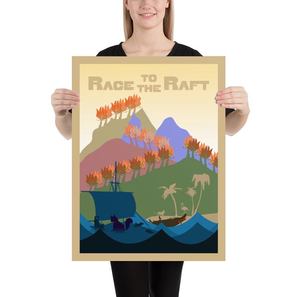 Race to the Raft Minimalist Board Game Art Poster