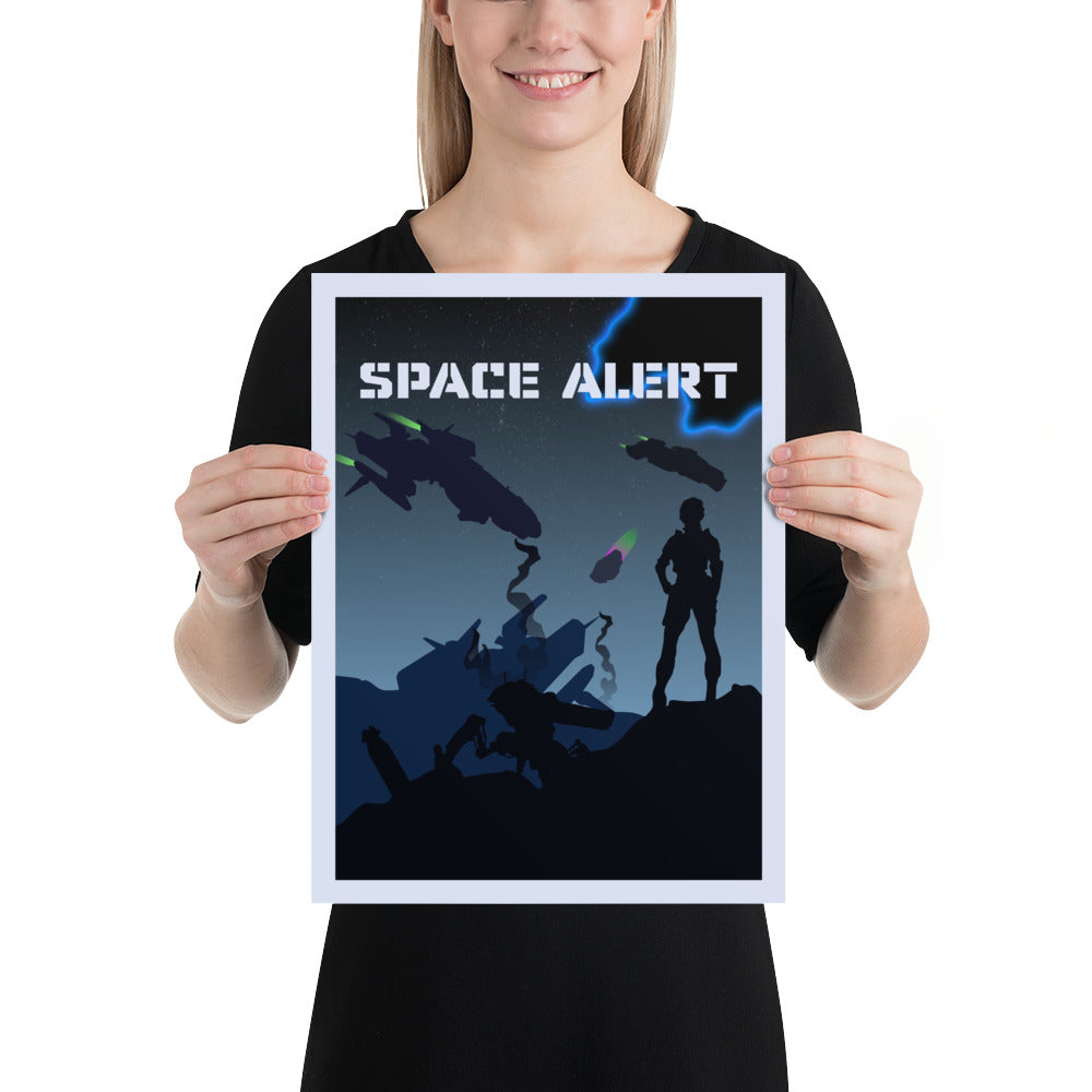 Space Alert Minimalist Board Game Art Poster