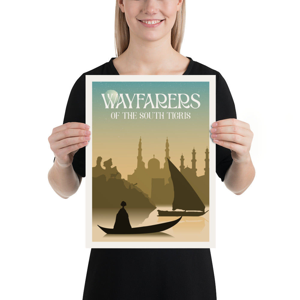 Wayfarers of the South Tigris Minimalist Board Game Art Poster
