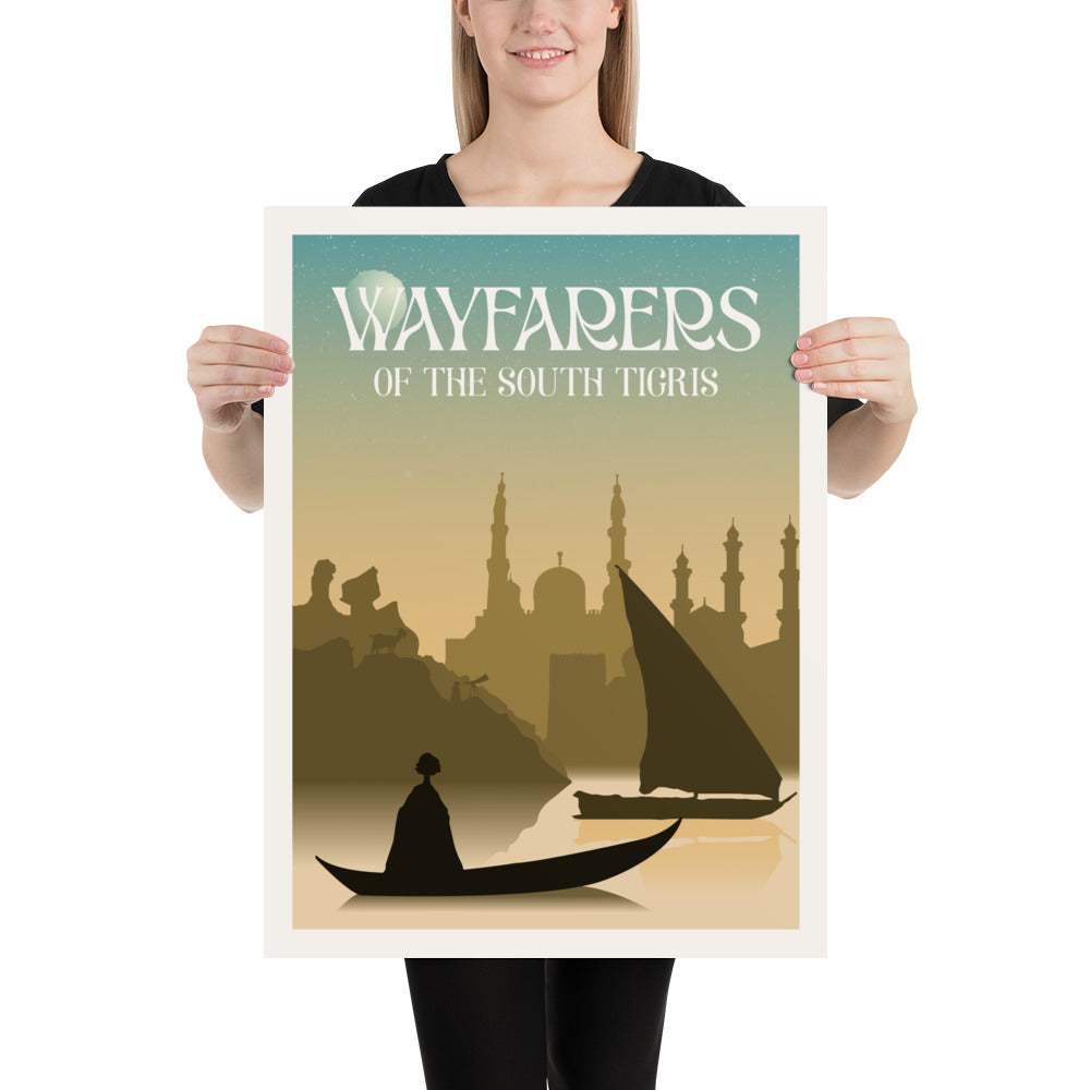 Wayfarers of the South Tigris Minimalist Board Game Art Poster