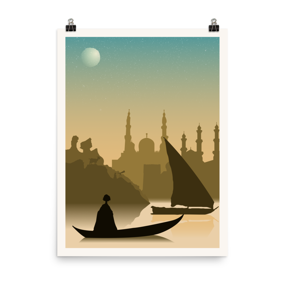 Wayfarers of the South Tigris Minimalist Board Game Art Poster