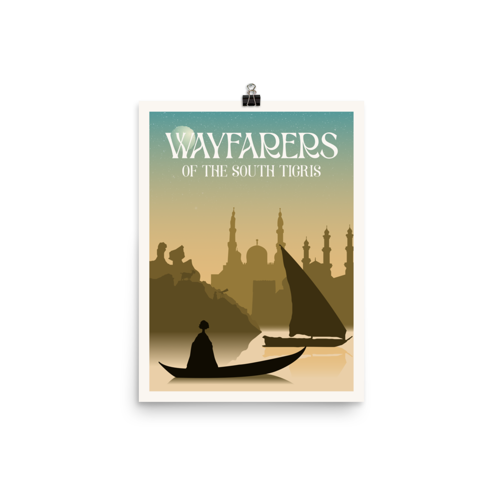 Wayfarers of the South Tigris Minimalist Board Game Art Poster