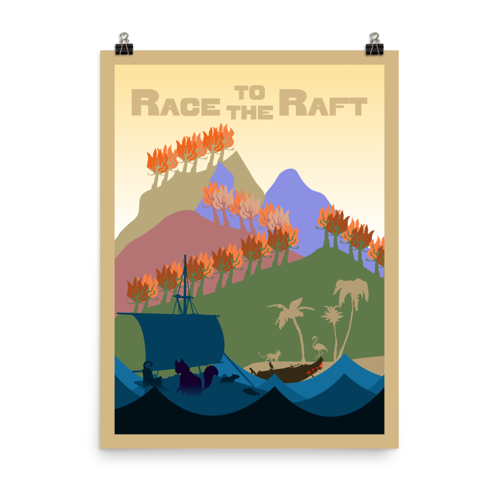 Race to the Raft Minimalist Board Game Art Poster