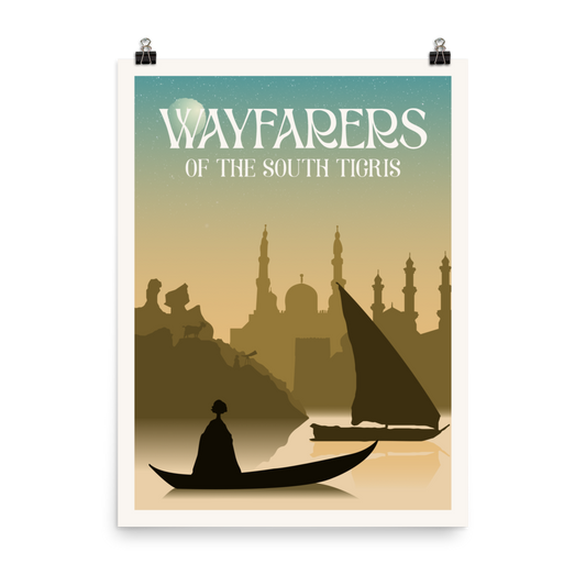 Wayfarers of the South Tigris Minimalist Board Game Art Poster