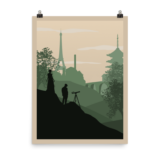 Between Two Cities Minimalist Board Game Art Poster