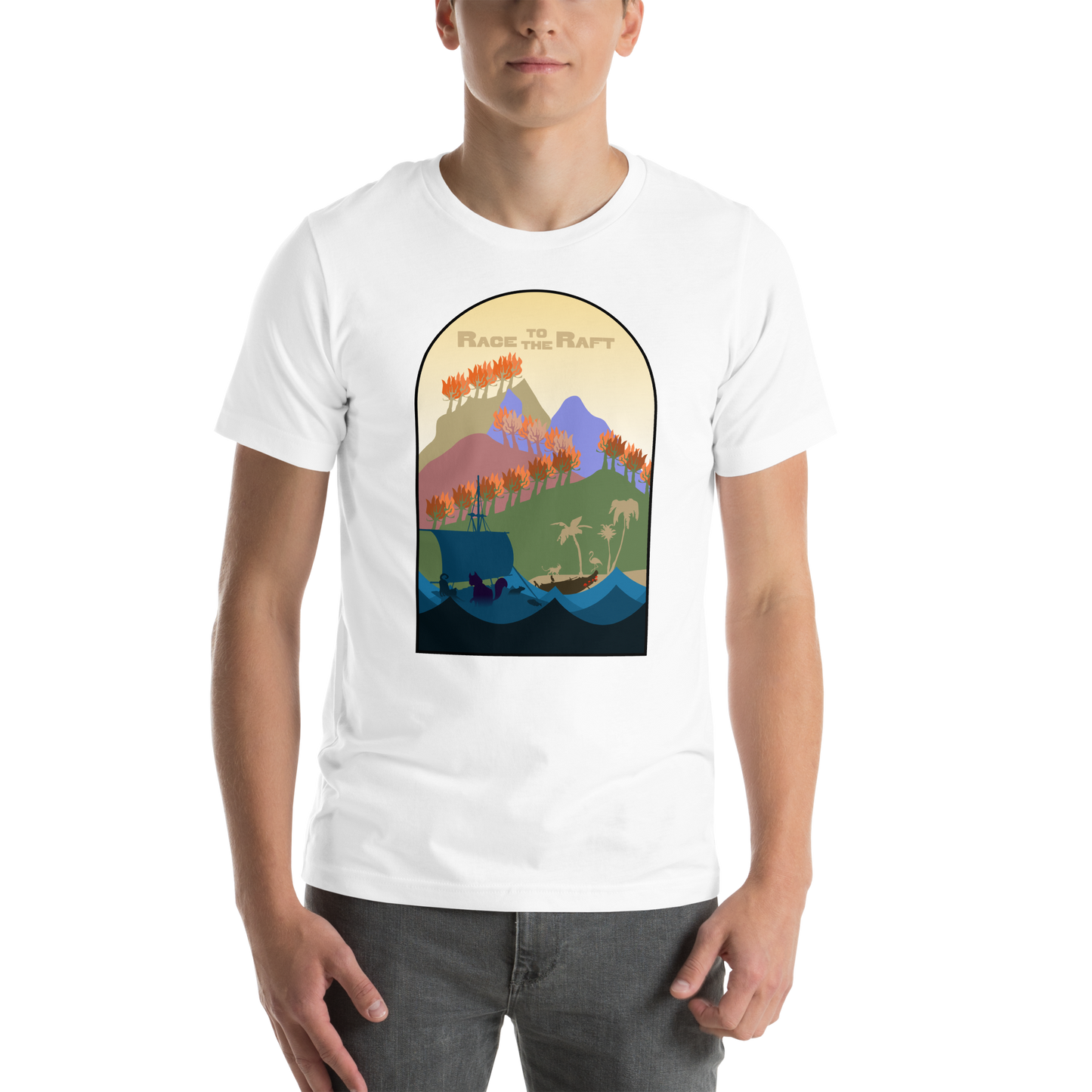 Race to the Raft Minimalist Board Game Unisex T-Shirt