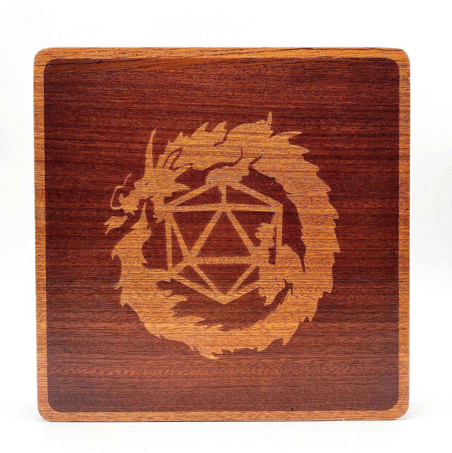 2 in 1 Sapele Wood Dice Storage Box Meeple Dungeon Dice Accessories