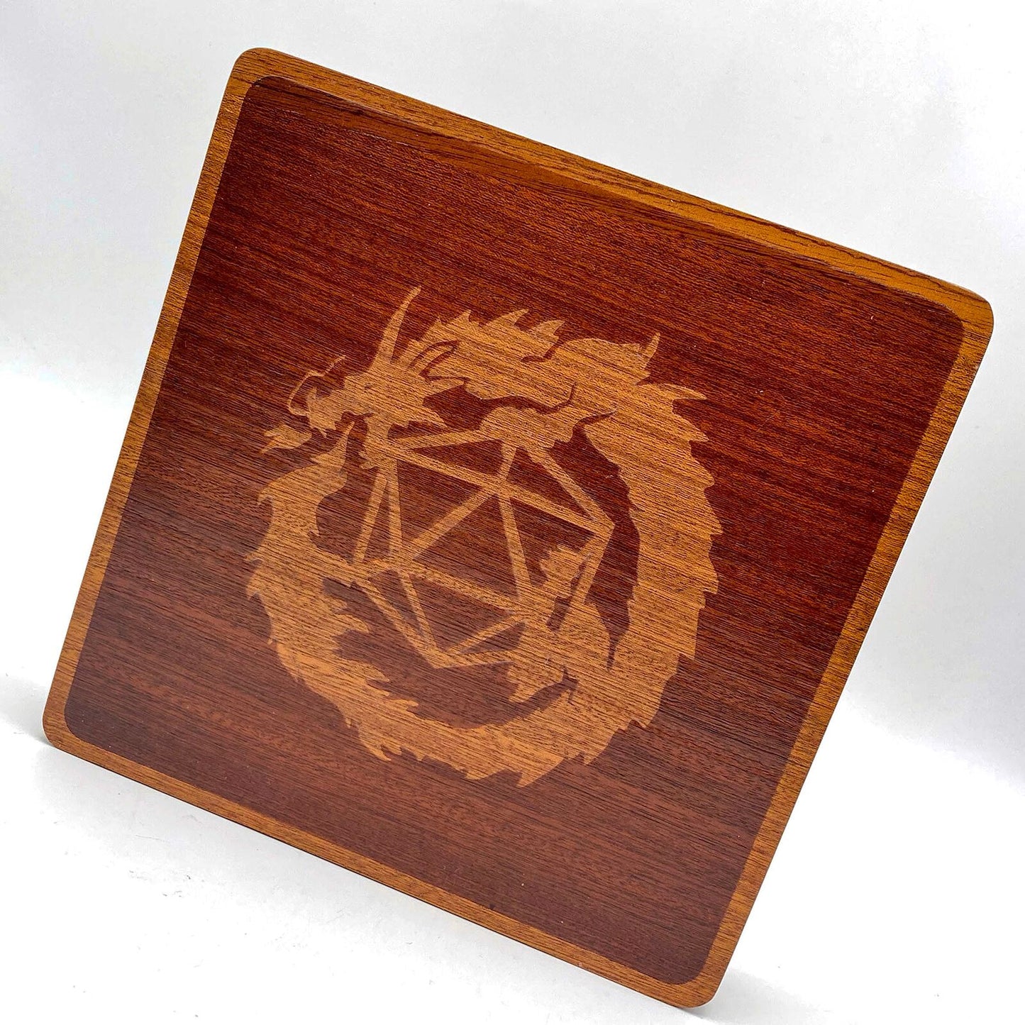 2 in 1 Sapele Wood Dice Storage Box Meeple Dungeon Dice Accessories