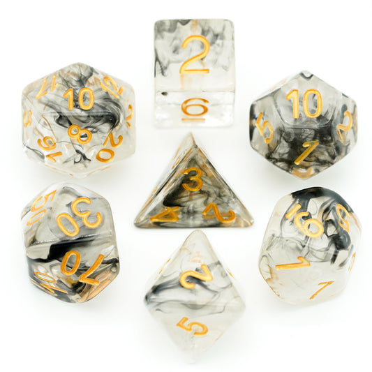 Smoke Swirl Resin Meeple Dungeon Dice Set