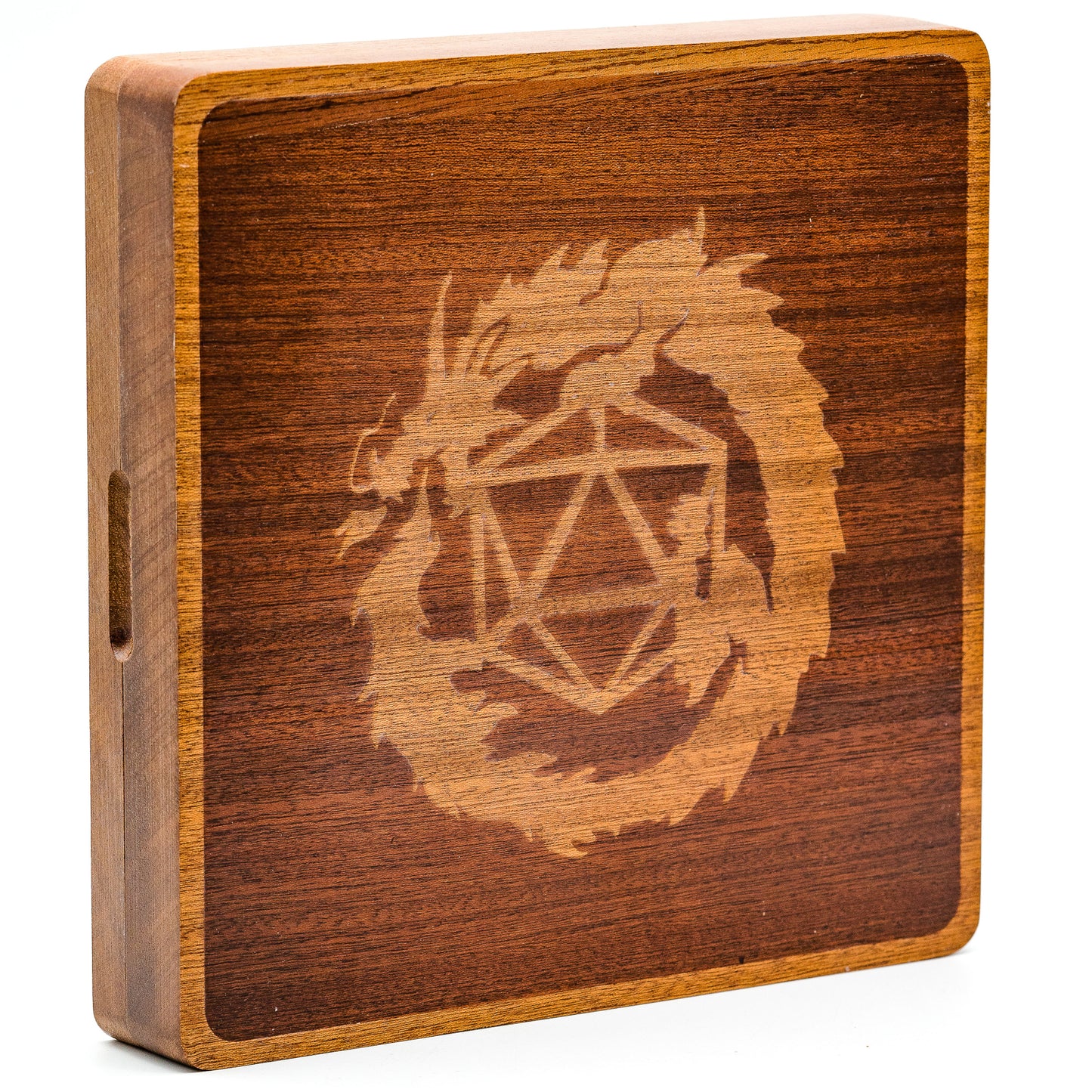 2 in 1 Sapele Wood Dice Storage Box Meeple Dungeon Dice Accessories