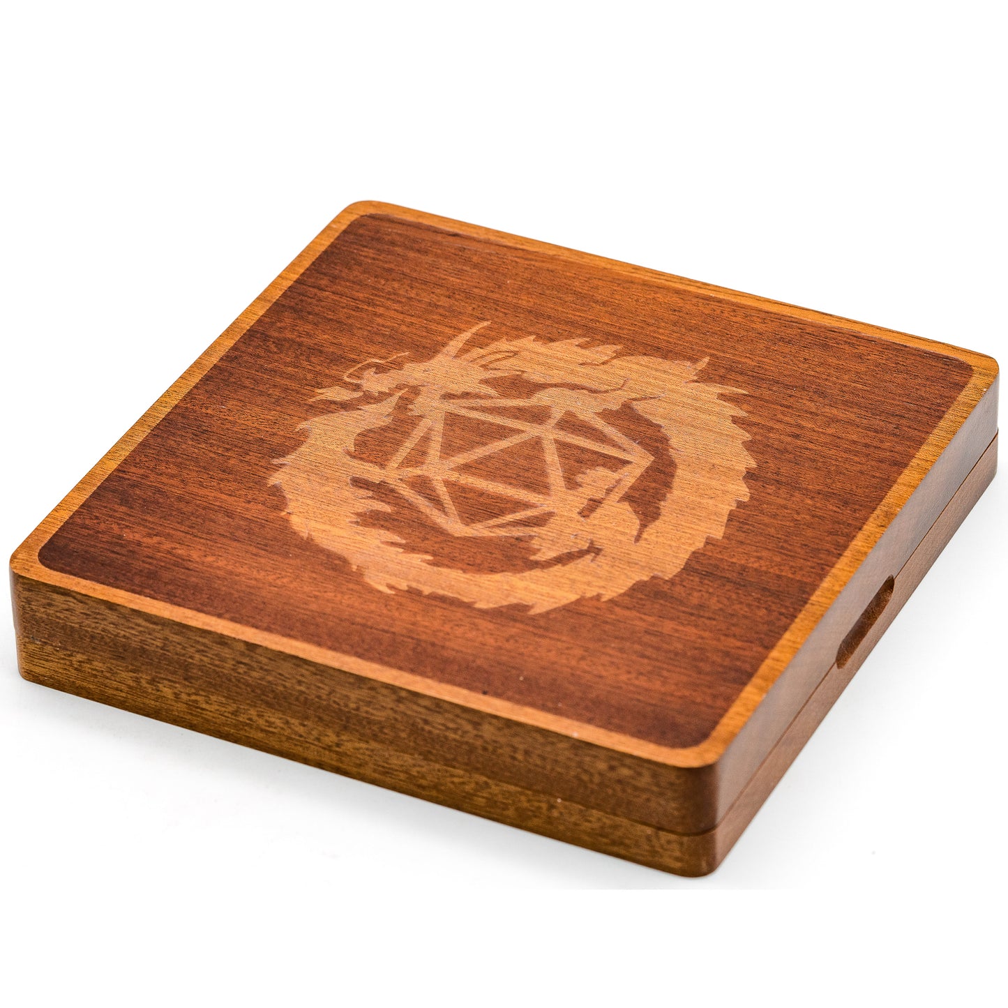 2 in 1 Sapele Wood Dice Storage Box Meeple Dungeon Dice Accessories