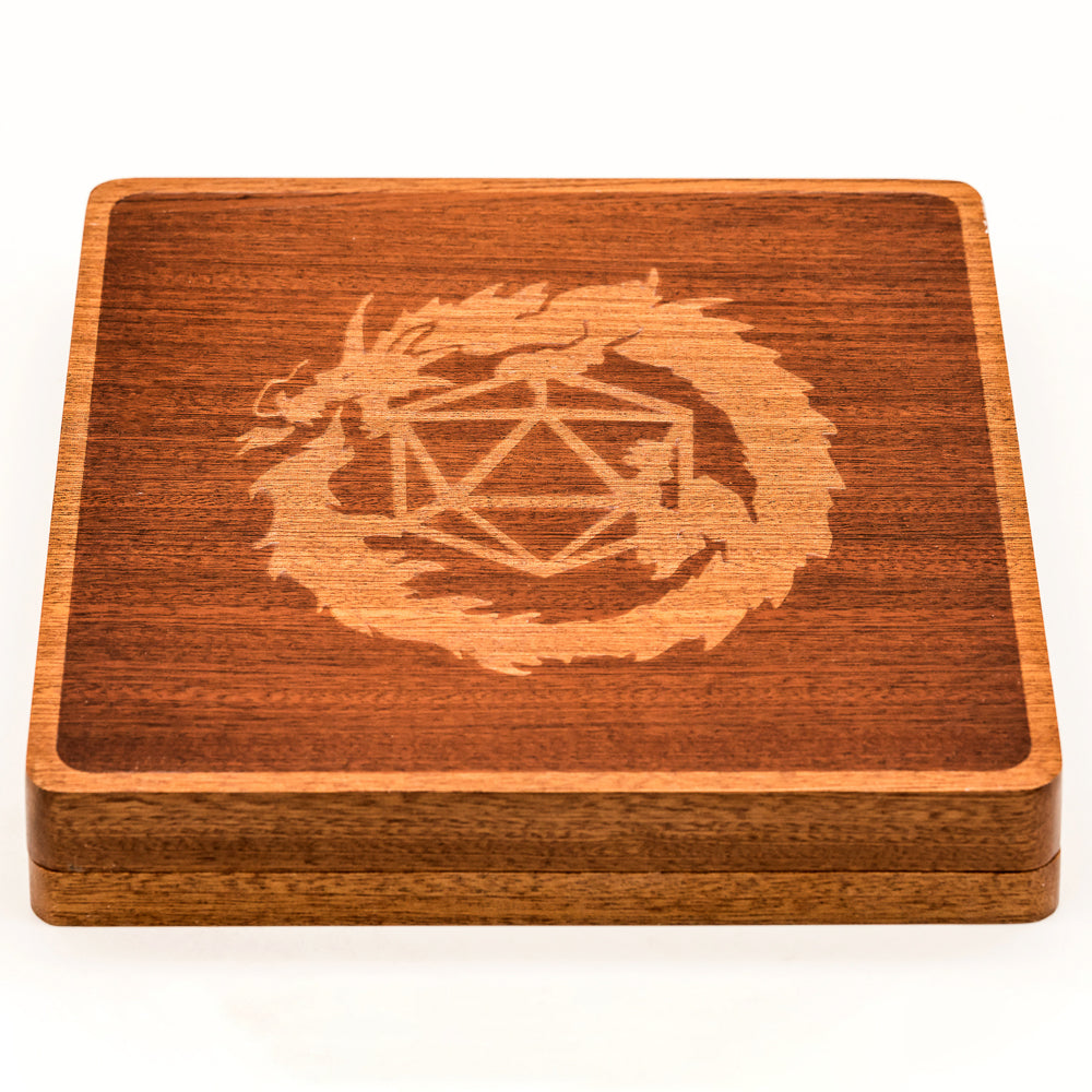 2 in 1 Sapele Wood Dice Storage Box Meeple Dungeon Dice Accessories
