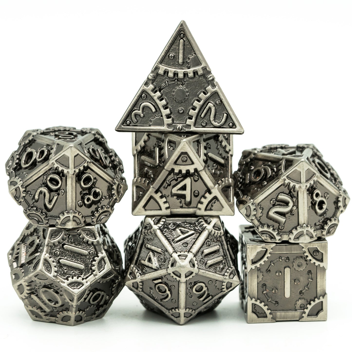 Steampunk Metal Meeple Dungeon Dice Set