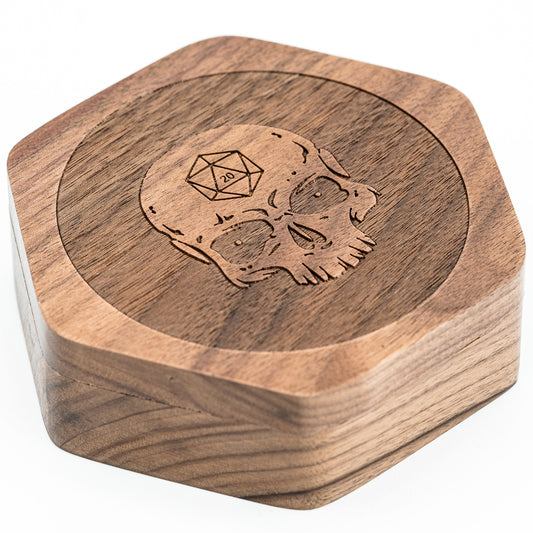 Wooden Hexagonal Walnut Wood Dice Storage Box Meeple Dungeon Dice Accessories