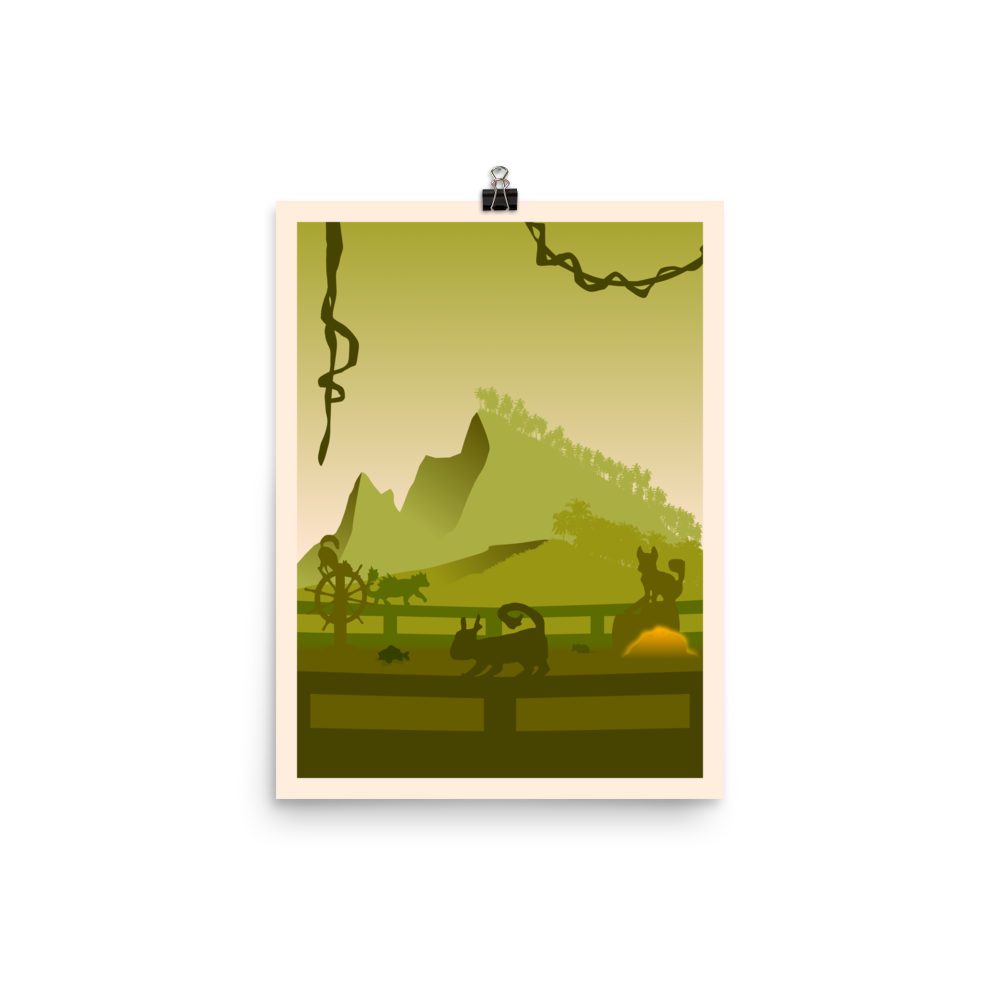 The Isle of Cats (Green) Minimalist Board Game Art Poster