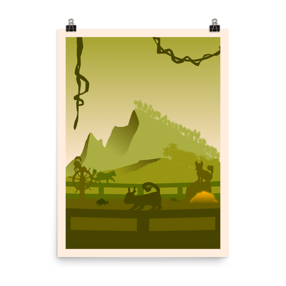 The Isle of Cats (Green) Minimalist Board Game Art Poster