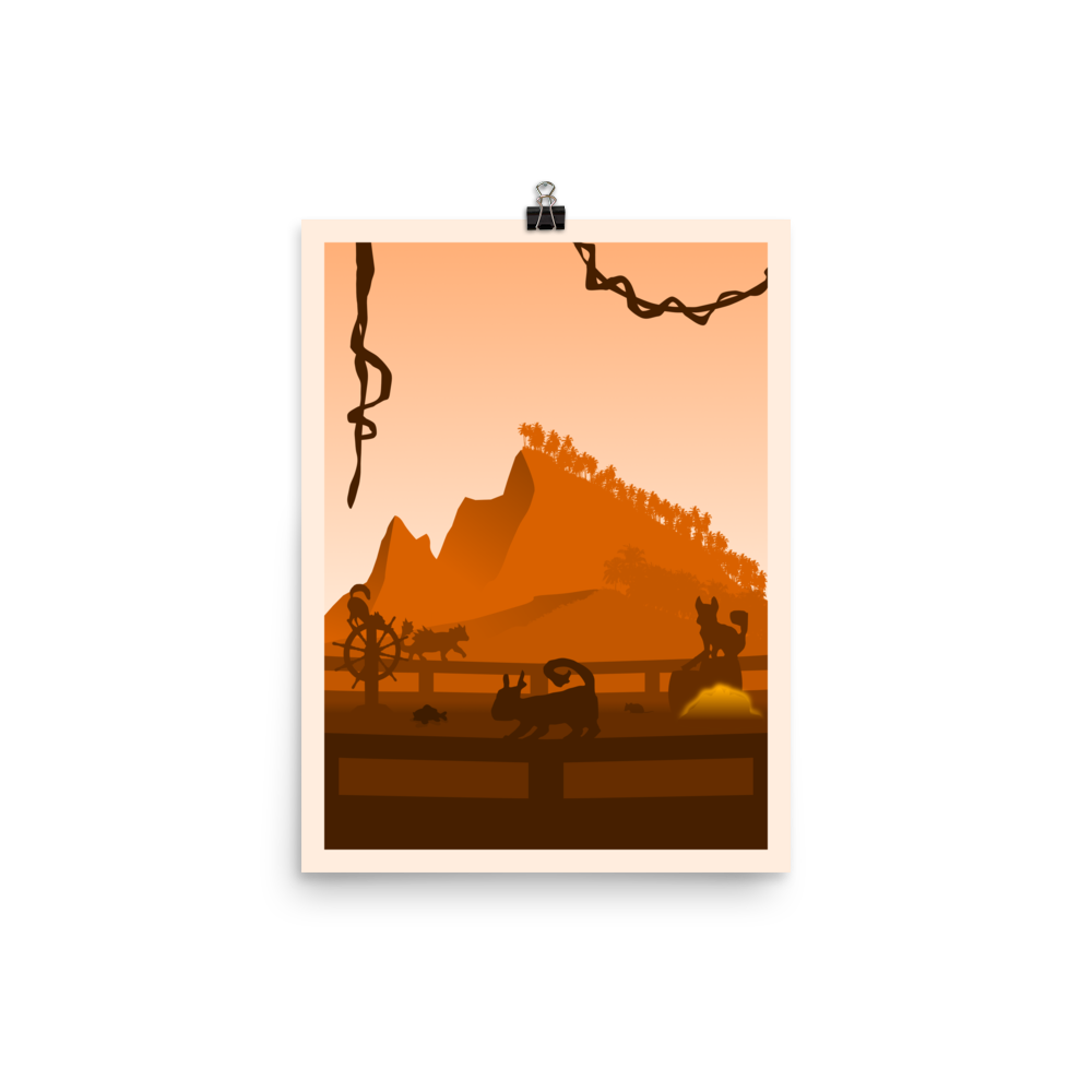 The Isle of Cats (Orange) Minimalist Board Game Art Poster