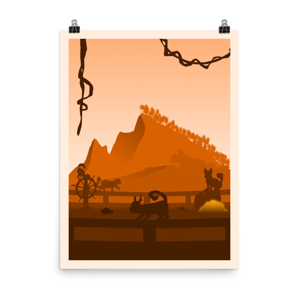 The Isle of Cats (Orange) Minimalist Board Game Art Poster