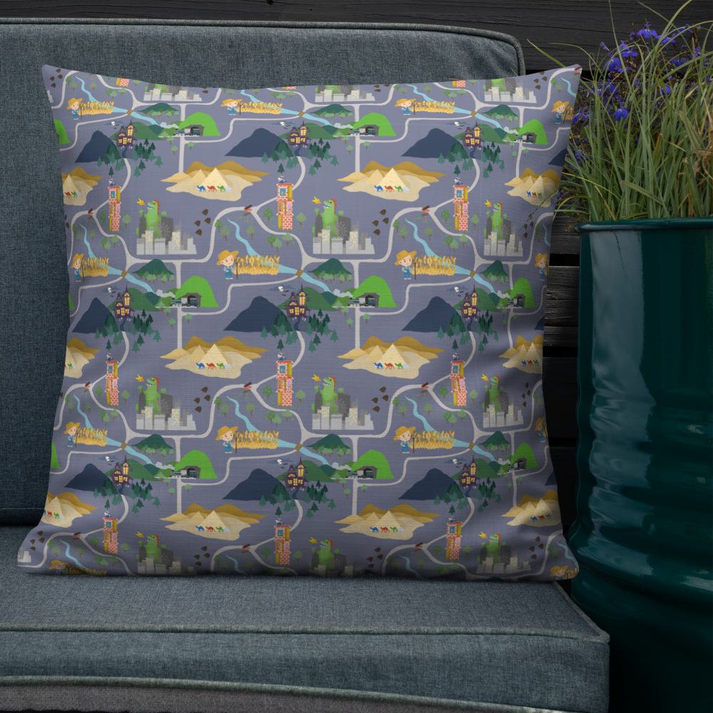 Board Game Map (Grey) Premium cushion
