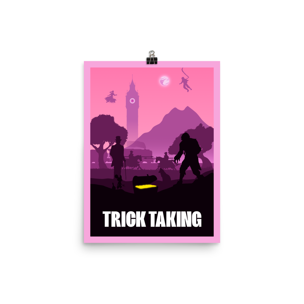 Trick Taking Board Game Mechanic Minimalist Board Game Art Poster
