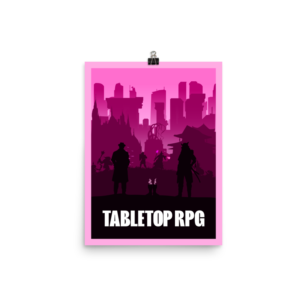 Tabletop RPG (Pink) Board Game Mechanic Minimalist Board Game Art Poster