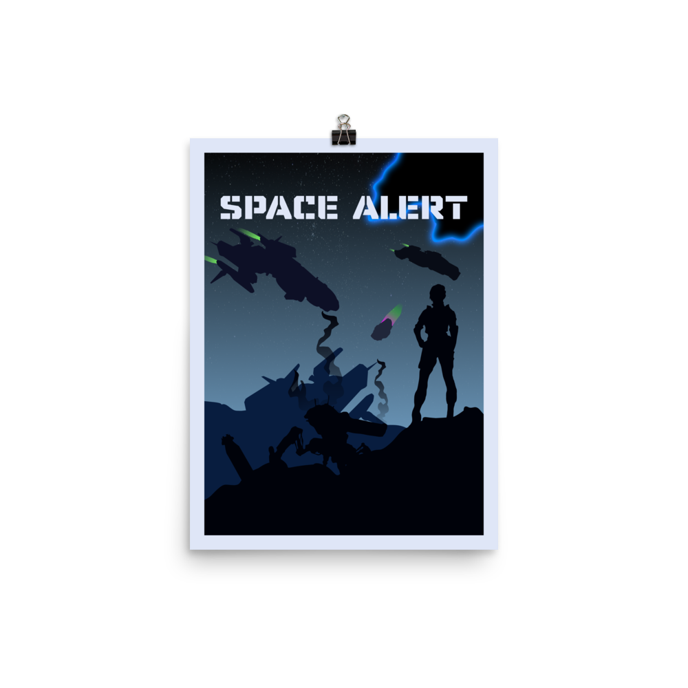 Space Alert Minimalist Board Game Art Poster