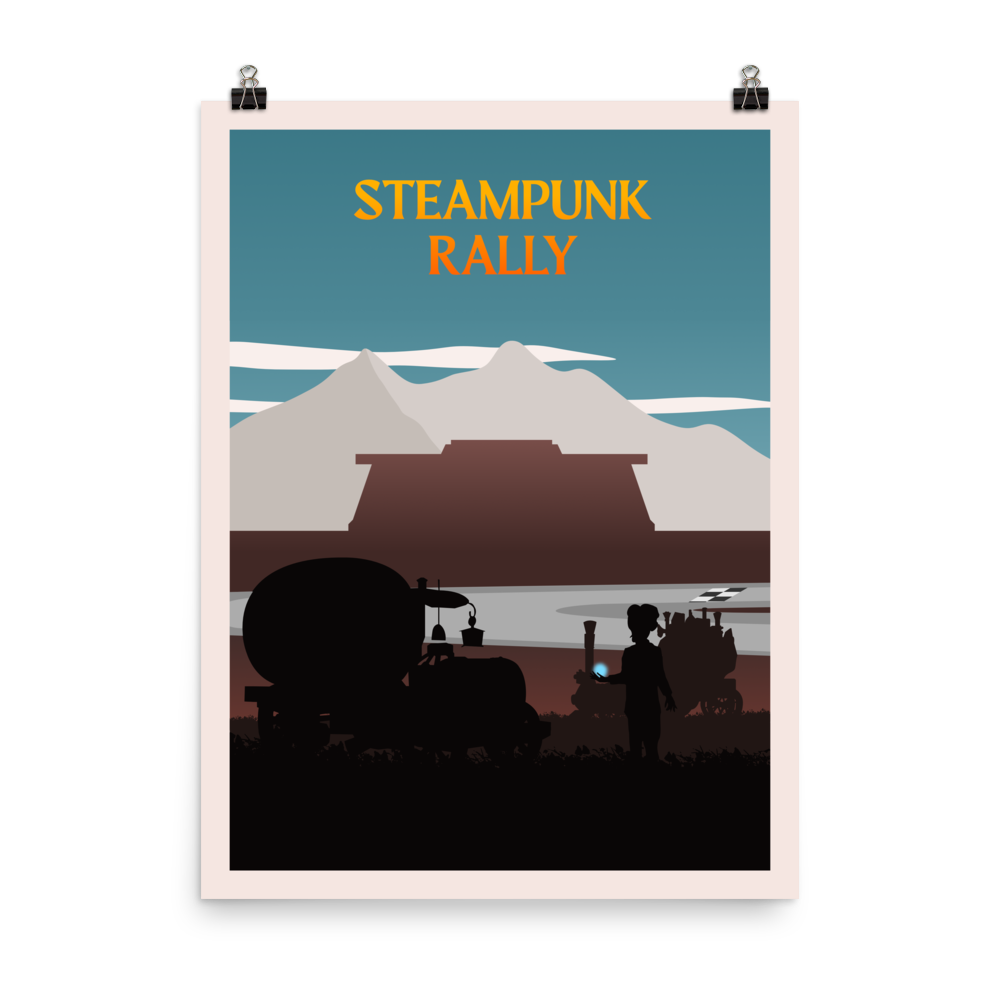 Steampunk Rally Minimalist Board Game Art Poster
