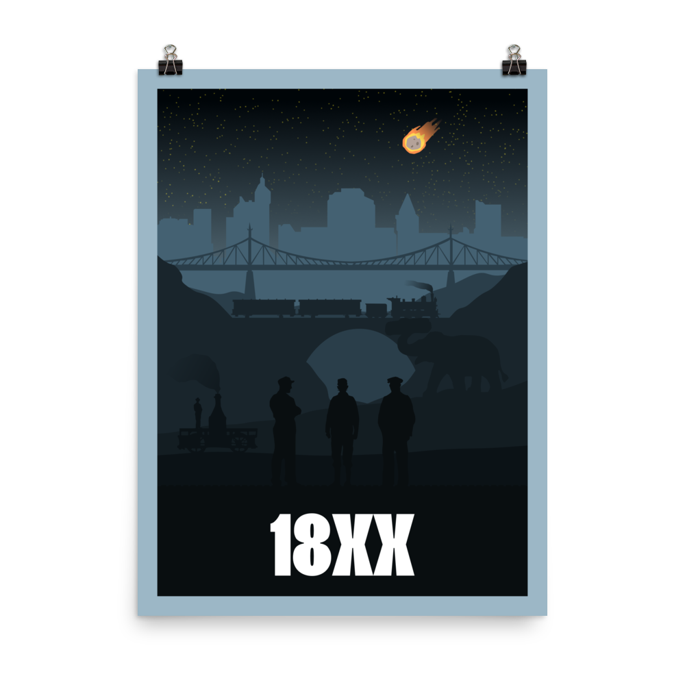 18XX (Night) Board Game Mechanic Minimalist Board Game Art Poster