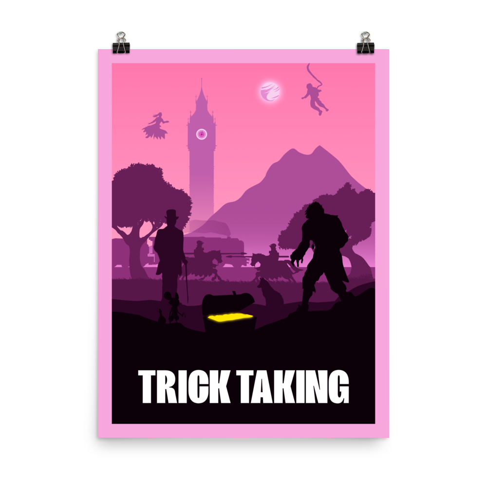 Trick Taking Board Game Mechanic Minimalist Board Game Art Poster