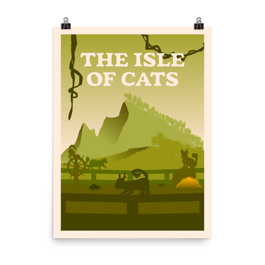 The Isle of Cats (Green) Minimalist Board Game Art Poster