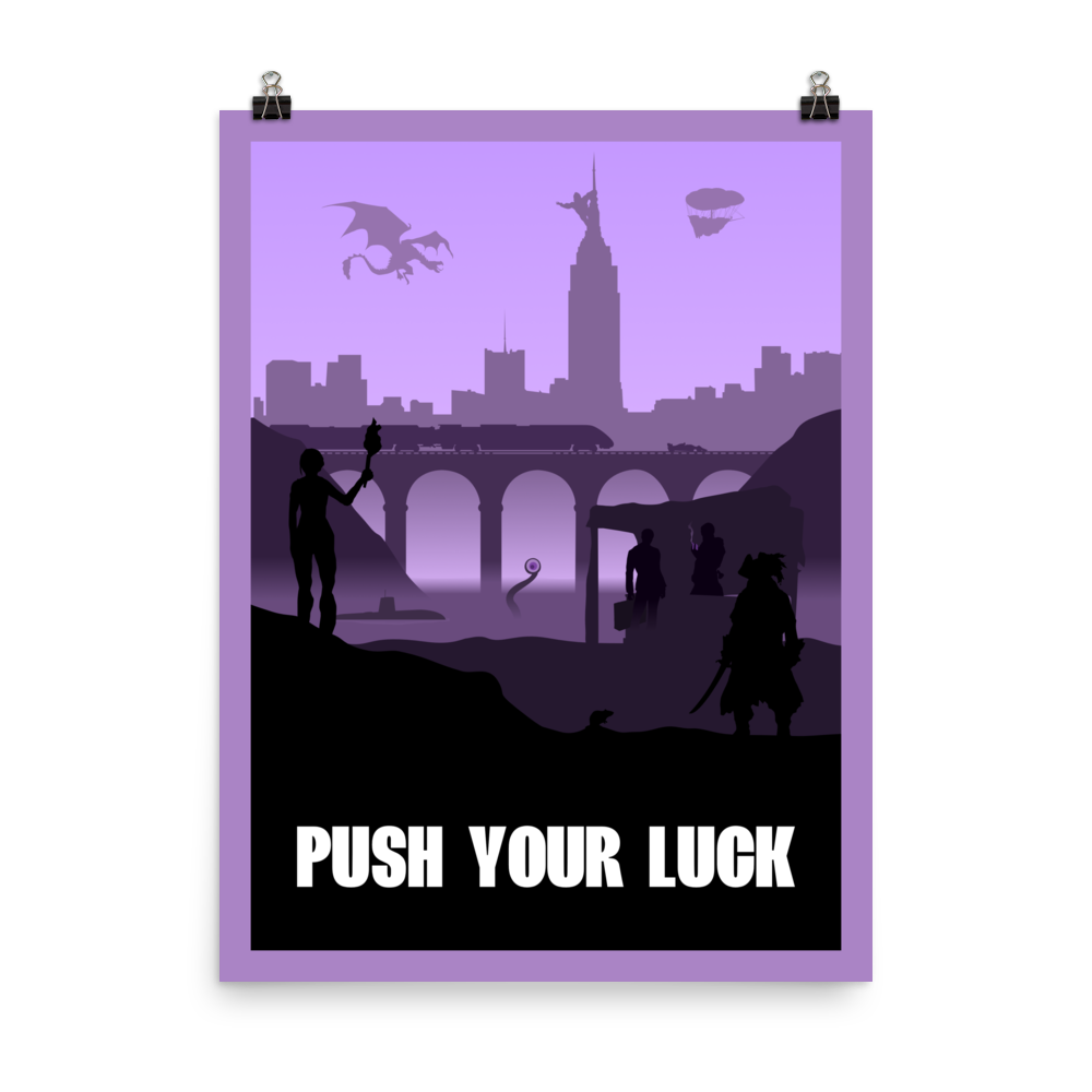 Push Your Luck Board Game Mechanic Minimalist Board Game Art Poster