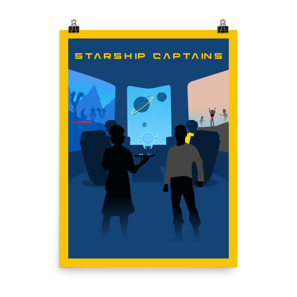 Starship Captains Minimalist Board Game Art Poster