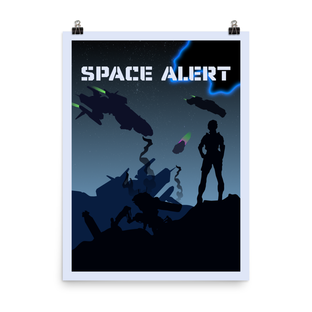 Space Alert Minimalist Board Game Art Poster