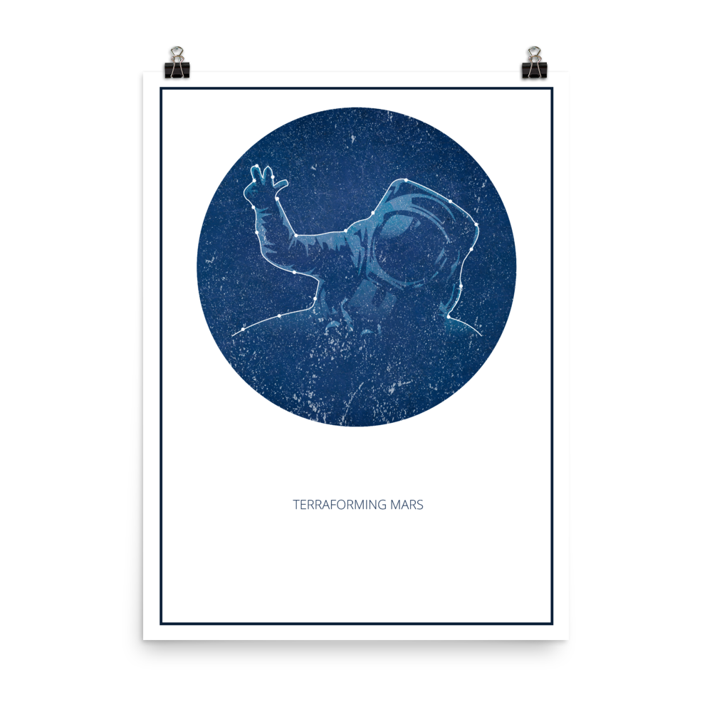 Terraforming Mars Board Game White Star Constellation Art Poster