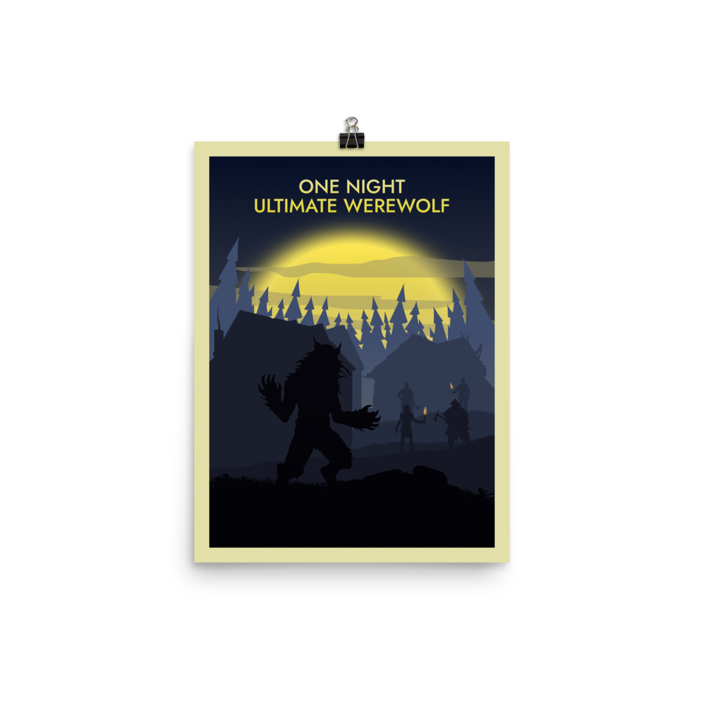 One Night Ultimate Werewolf Minimalist Board Game Art Poster