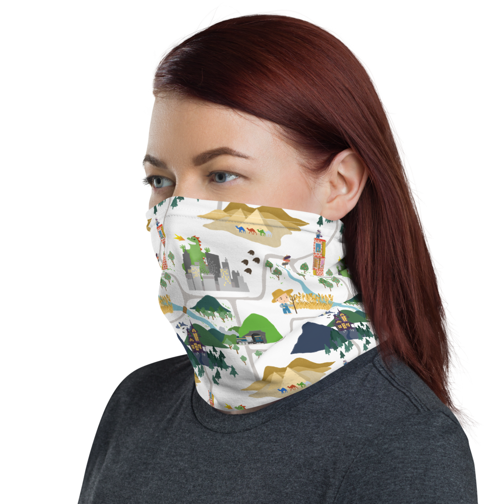 Board Game Map (White) Inspired Unisex Neck Gaiter/ Face Mask
