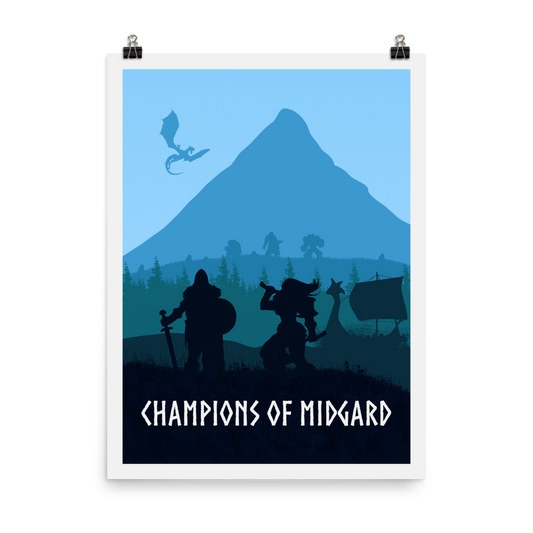 Champions of Midgard Minimalist Board Game Art Poster