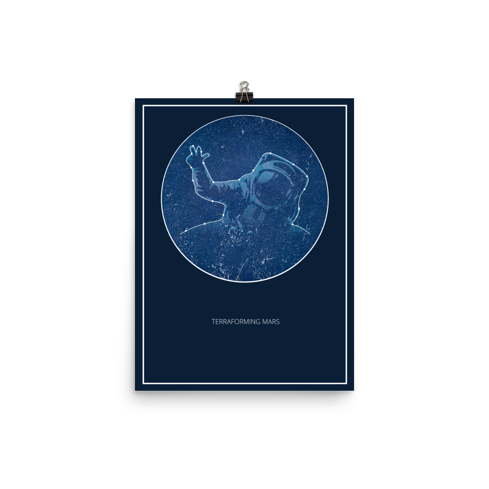 Terraforming Mars Board Game Blue Star Constellation Art Poster
